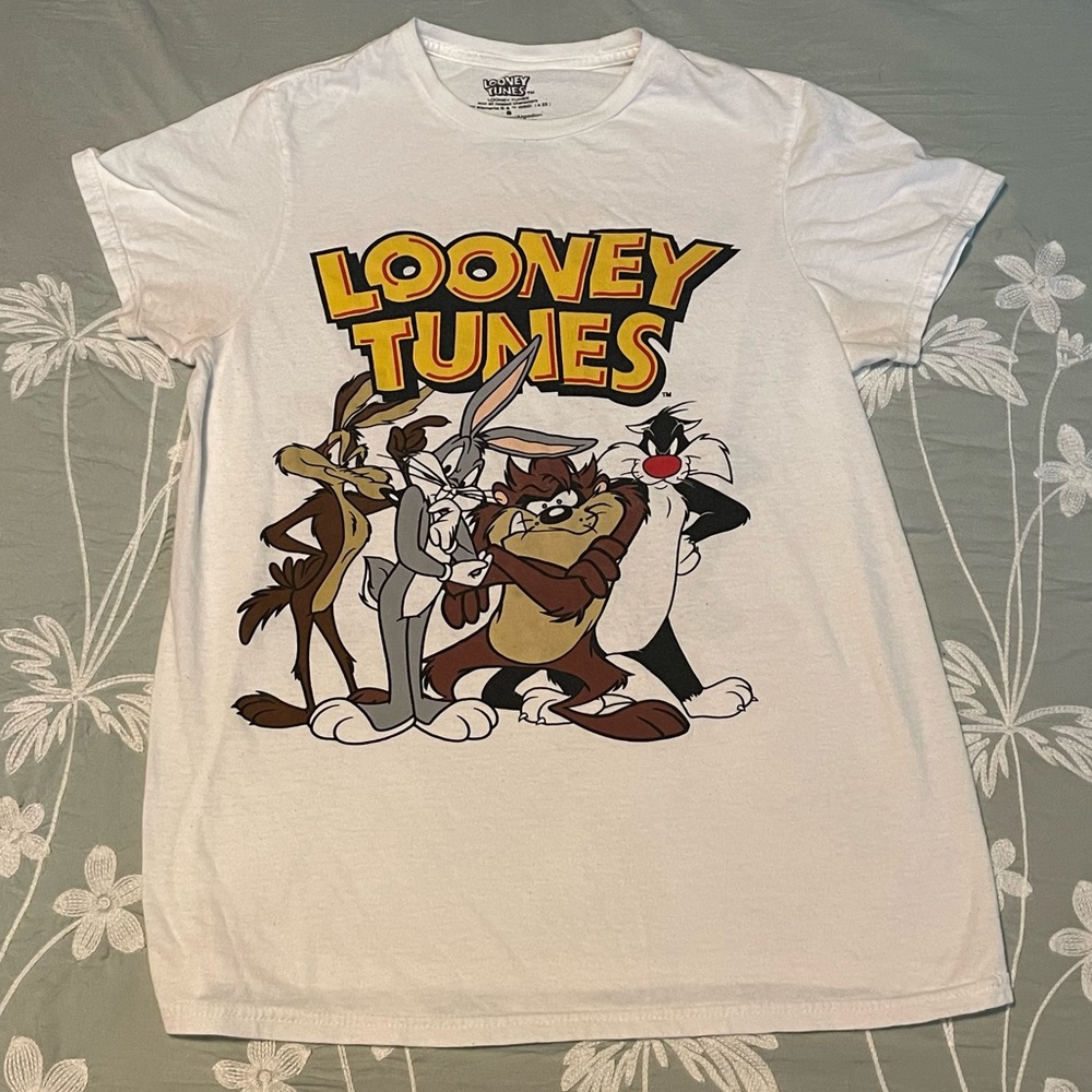 Looney Tunes Double-Sided Cap Sleeve Tee Bugs Wile E Coyote Taz & Sylvester SM